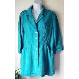 Soft Surroundings Womens Turquoise Utility Shirt  Size Medium Preppy Beach Boho